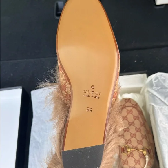 Gucci Brown and Tan Loafers with Gold Accents display picture 2